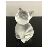 Sevres France Cristal signed frosted cat figure