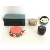 Lot of vintage jewelry boxes & trinket holders