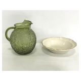 Anchor hocking glass pitcher & Mikasa serving bowl