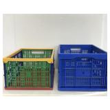 Pair of folding plastic crates