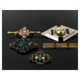 Five vintage brooches with ornate Peruzz pin