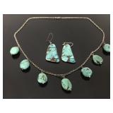 Vintage turquoise earring & necklace set