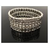 Silver toned and rhinestone elastic bracelet