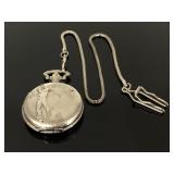 Quartz Mark Naimer silver tone golf pocket watch
