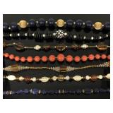 Seven beaded costume necklaces