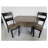 Wood dinette dropleaf table w/ two chairs