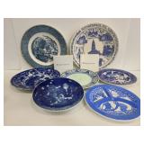 Blue and white vintage collectors plates