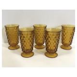 Vintage Indiana amber Whitehall cubist glass set