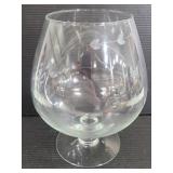 Large etched vine glass fish bowl vase