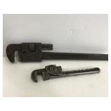 Pair of large vintage pipe wrenches