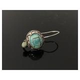 Signed LC sterling turquoise single earring