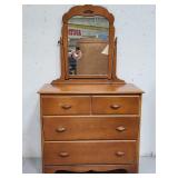 Vintage wood 3 drawer dresser with mirror