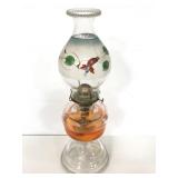 Eagle brand hand painted glass oil lamp