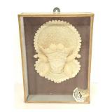 Shadow box of hand carved Indian goddess sculpture
