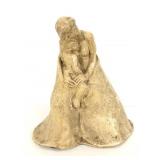 Signed clay pottery mother and child sculpture