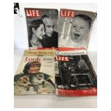 Six 1938-1949 LIFE, ladies, and Look magazines