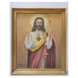 Vintage Nick piccinini framed Jesus oil painting