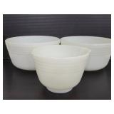 Three vintage milk glass Hamilton Beach bowls