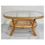 Bamboo coffee table with glass top