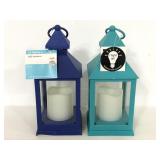Two new At Home LED blue and teal lanterns
