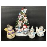 Resin and ceramic snowmen family