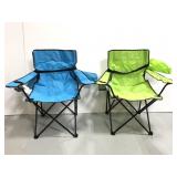 HGT blue and green folding chairs w/ carrying case