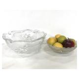 2 table piece bowls & fake fruit