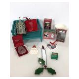 Christmas ornaments, stocking holder, and more