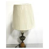 Vintage metal and wood table lamp with shade