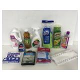 Lot of house cleaning items, solvents, gloves