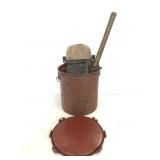 Lot of antique garage finds in paint can