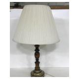 Wood & brass table lamp