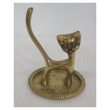 Vintage brass cat ring dish