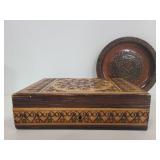 Wood mandala plate and jewelry box