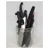 Jar of assorted kitchen knives