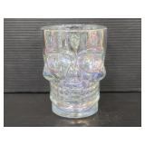 Iridescent glass skull mug