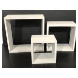 Three piece wooden hanging cube shelves
