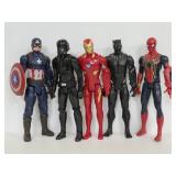 Five Hasbro superhero action figures