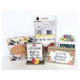 Floral happy block signs and butterfly wall decals