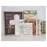 Five assorted religious hanging decorative signs