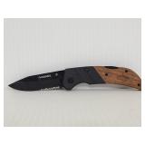 Black Husky pocket knife with wood handle