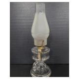 Antique oil lamp with handle & frosted shade