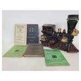 Vintage railroad operating booklets & decanter