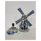 Vintage Delft windmill light & ashtray