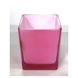 Pink Teleflora square glass vase