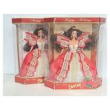 Two 1997 happy holidays special edition barbies