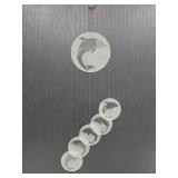 Etched glass dolphin wind chimes