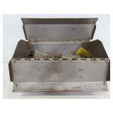 Metal tool box of fishing items
