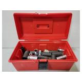 Plastic toolbox of assorted impact sockets