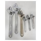 6 assorted adjustable work wrenches